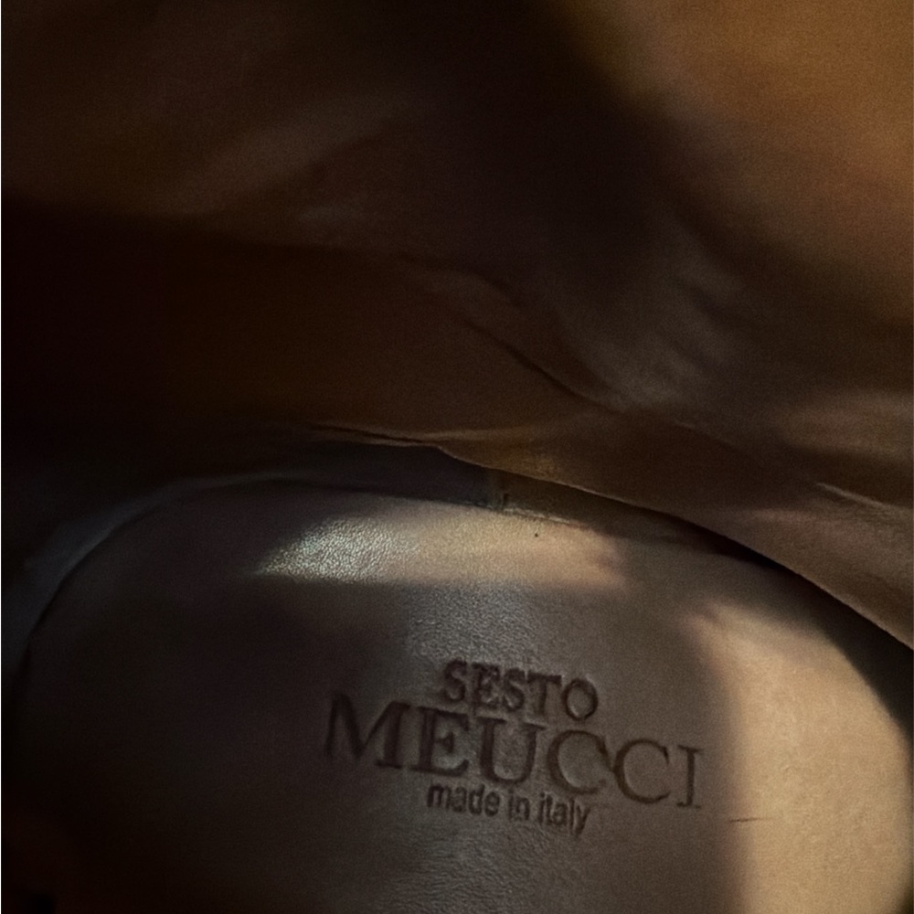 Sesto Meucci Made in Italy Brown Woven Leather Knee-High Boots size 8.5N - Picture 4 of 6